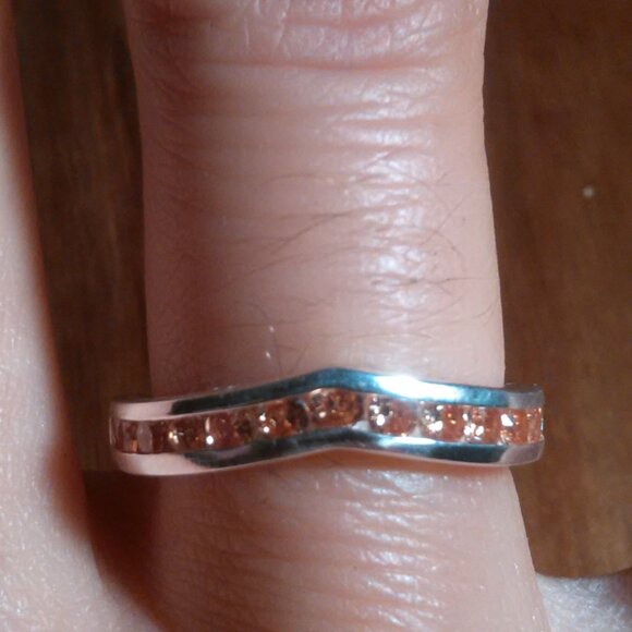 Simulated Champagne Color Diamond Sterling Silver Wishbone Ring (Size 7) - Picture 2 of 16